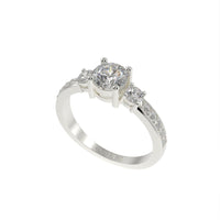 Classic Three stone pave ring