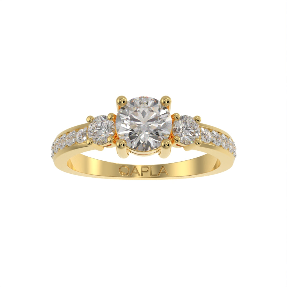 Classic Three stone pave ring