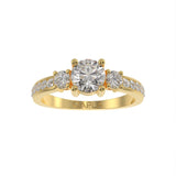 Classic Three stone pave ring