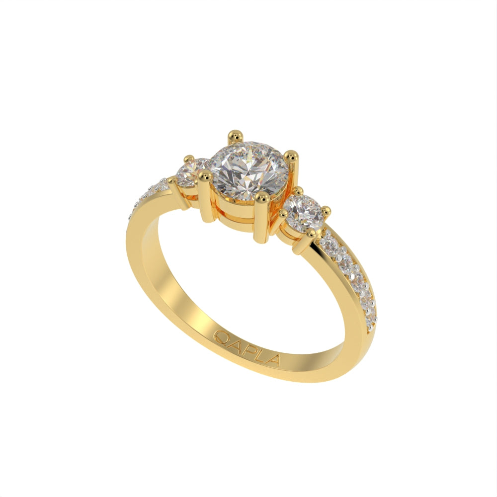 Classic Three stone pave ring
