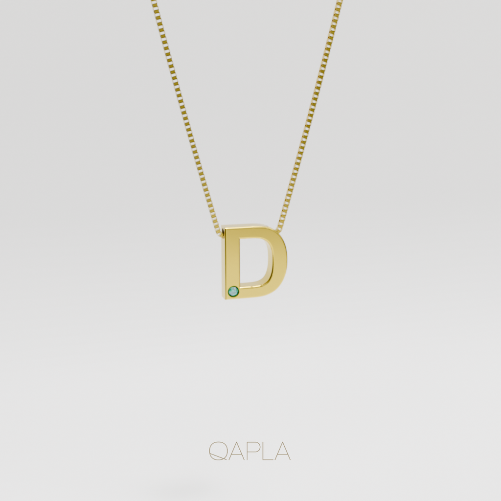 Bold Letter Necklace+Birthstone A-G