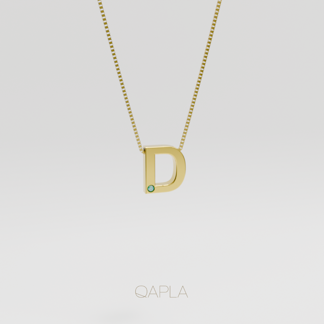 Bold Letter Necklace+Birthstone A-G