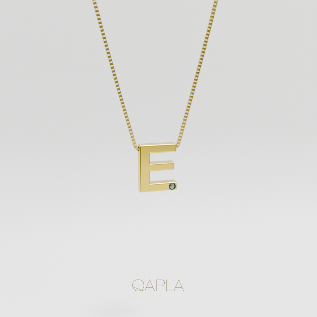 Bold Letter Necklace+Birthstone A-G