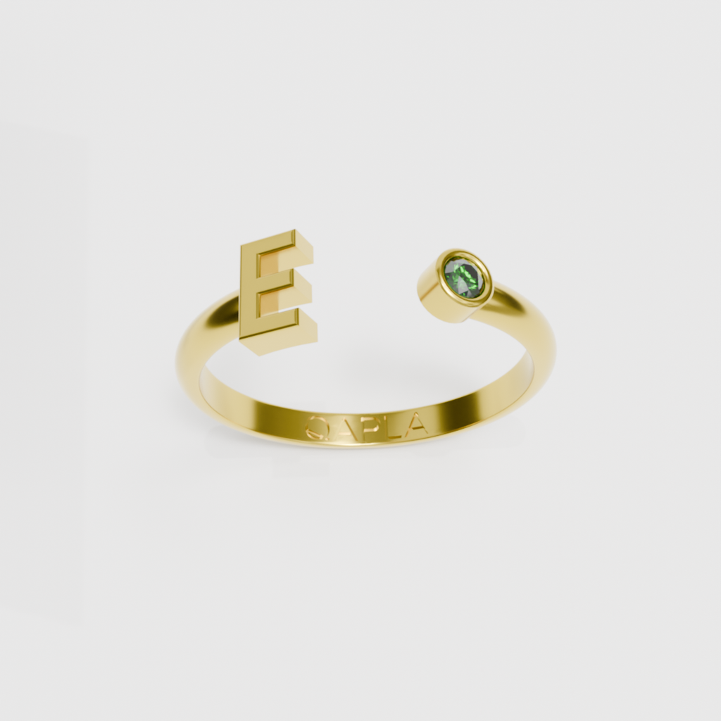 Birthstone Initial Ring A-G