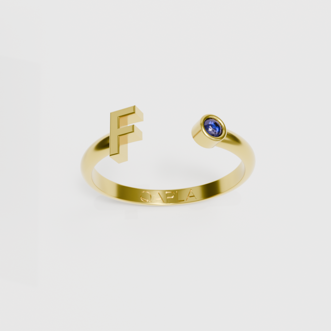 Birthstone Initial Ring A-G