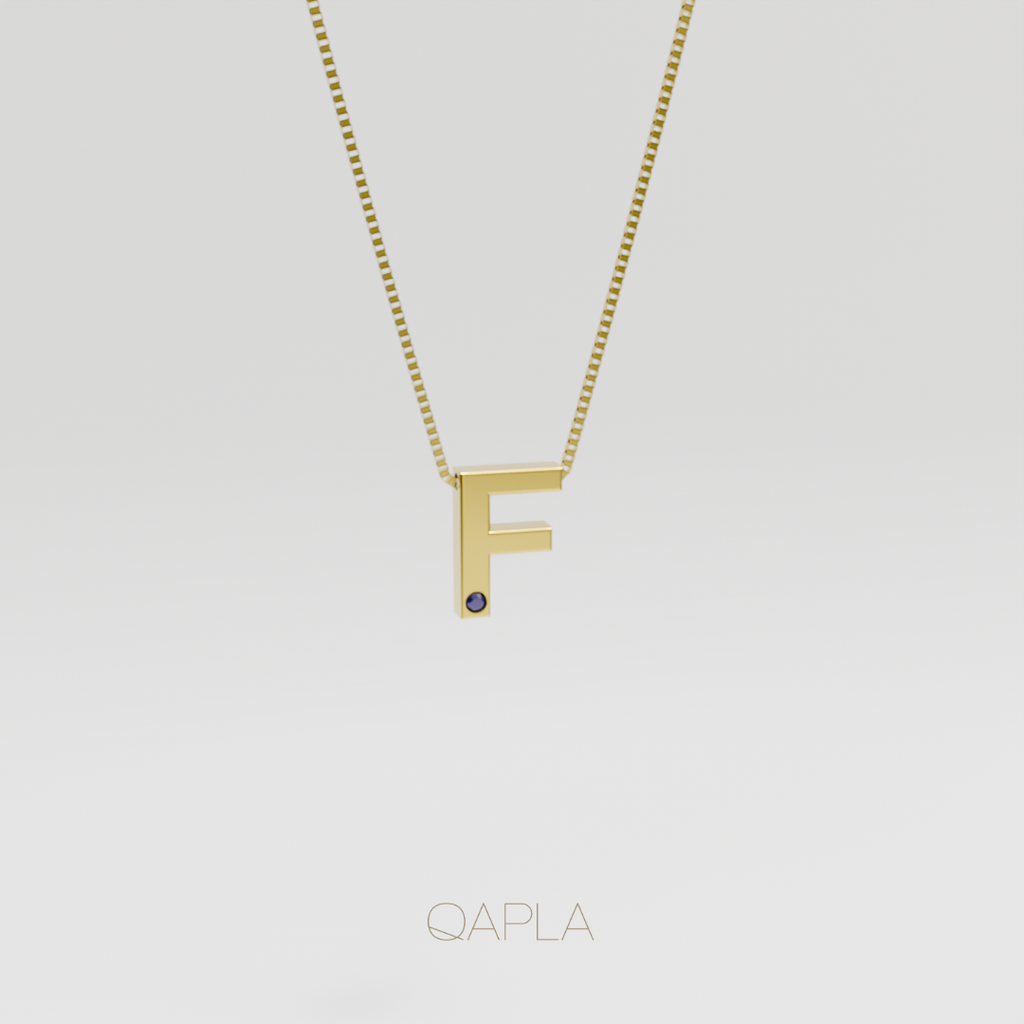 Bold Letter Necklace+Birthstone A-G