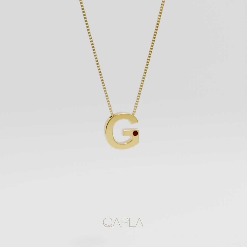 Bold Letter Necklace+Birthstone A-G