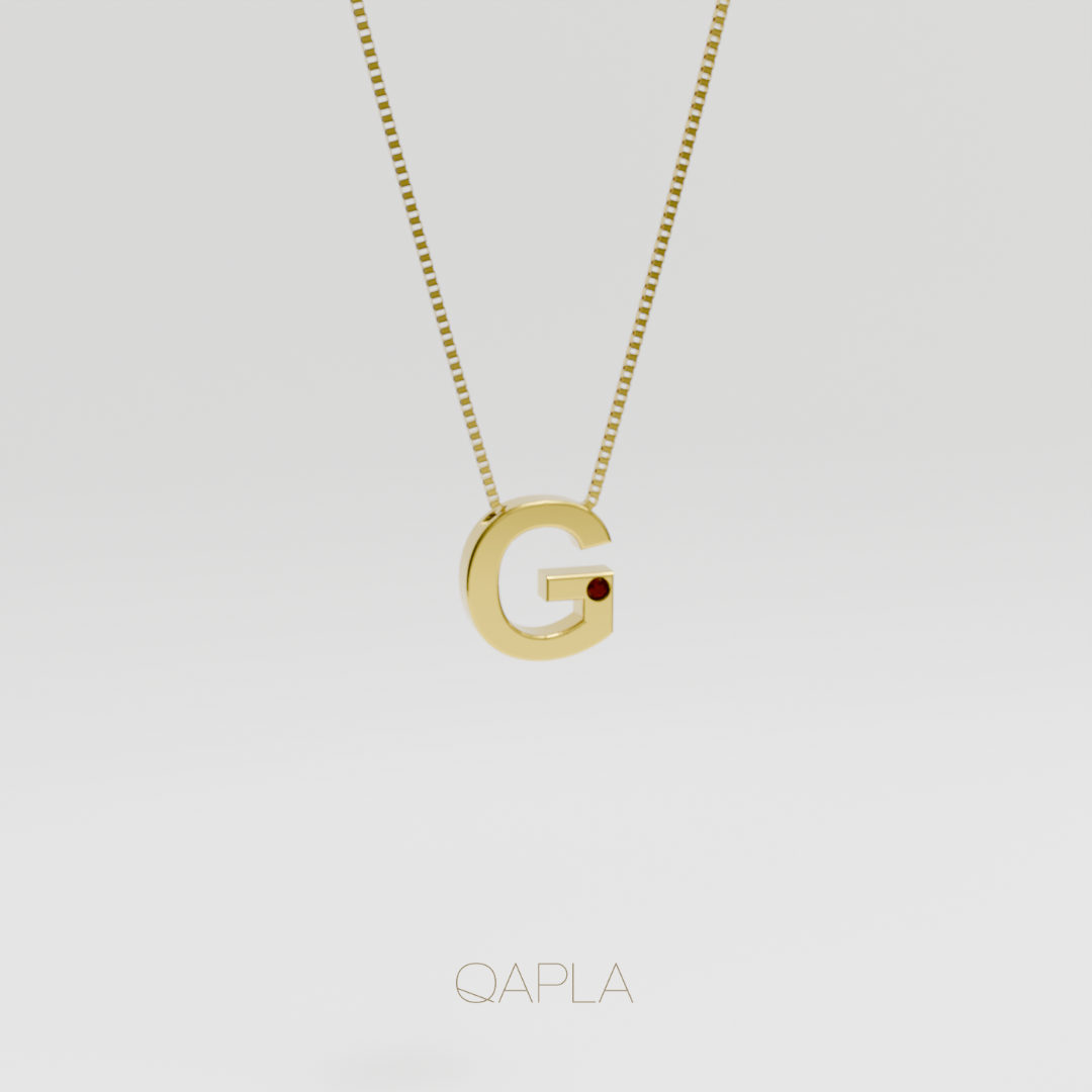 Bold Letter Necklace+Birthstone A-G