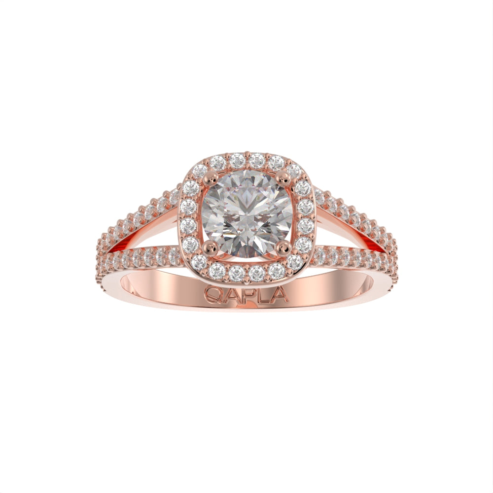 Elegant double shank halo ring