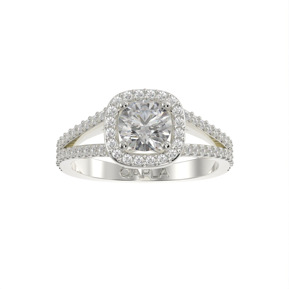 Elegant double shank halo ring
