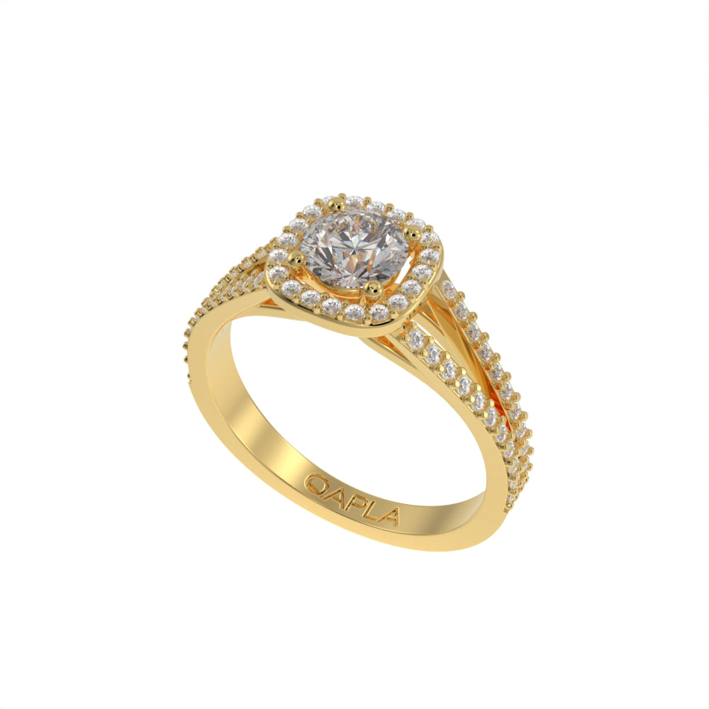 Elegant double shank halo ring
