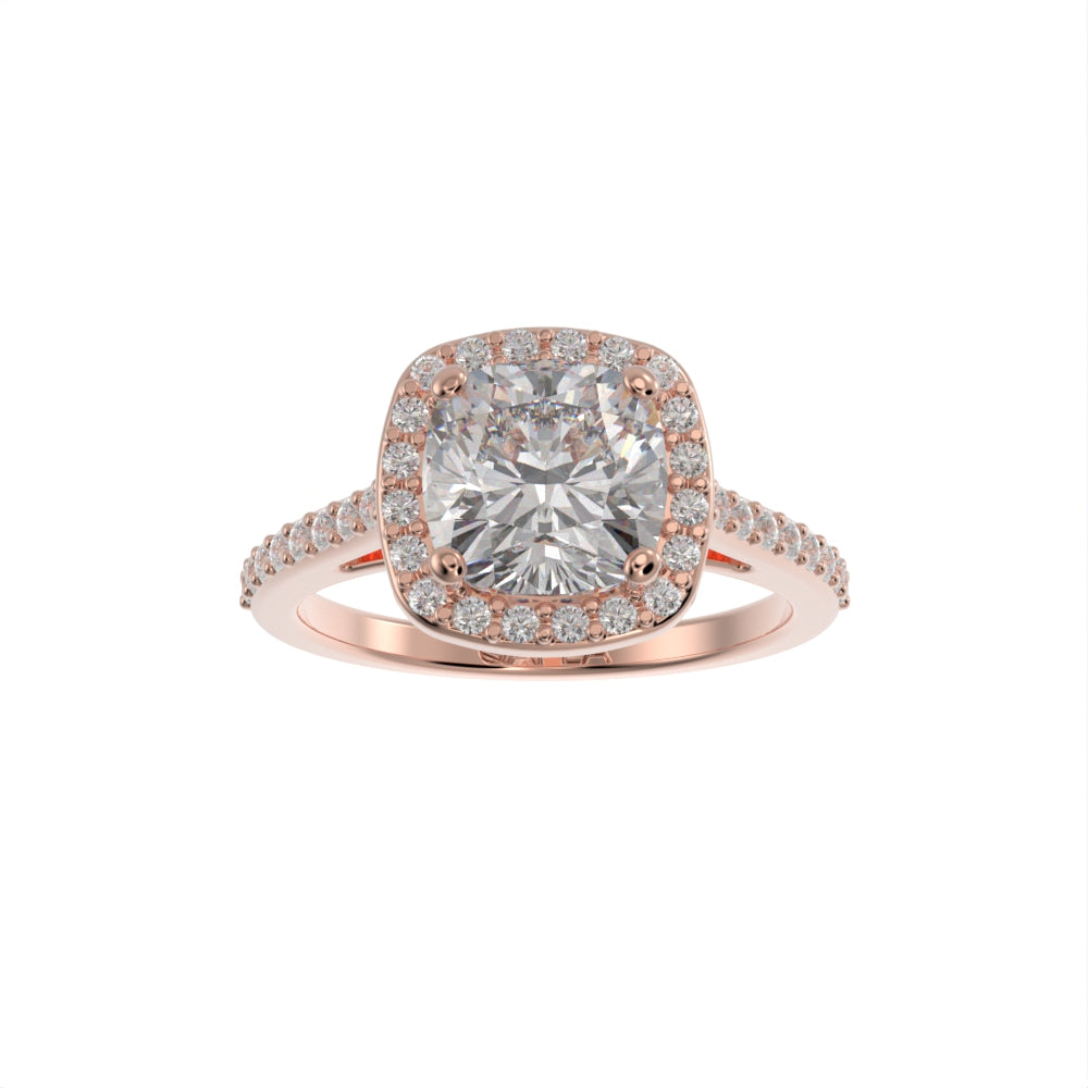 Classic cushion halo pave ring
