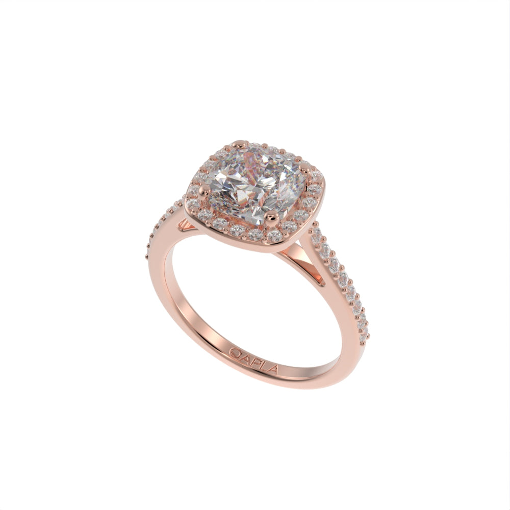 Classic cushion halo pave ring