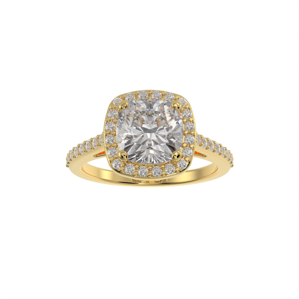 Classic cushion halo pave ring