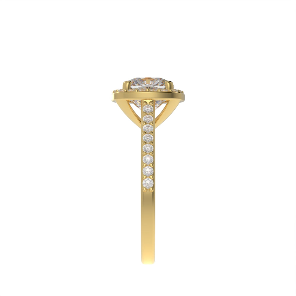 Classic cushion halo pave ring