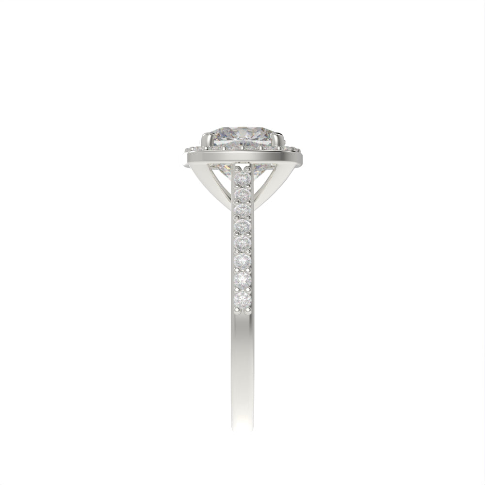 Classic cushion halo pave ring