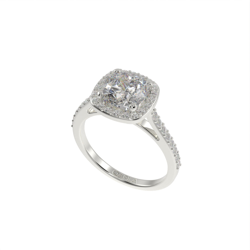 Classic cushion halo pave ring