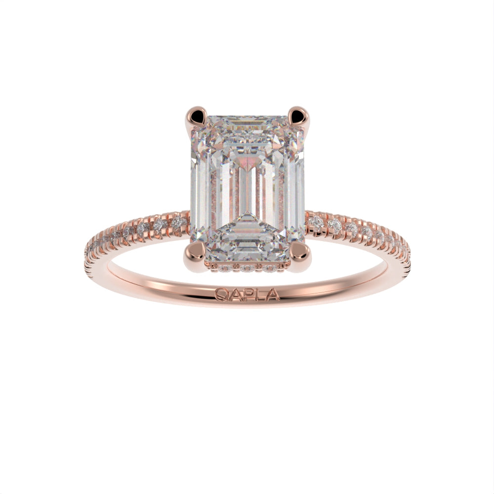 Hidden brilliant halo pave ring