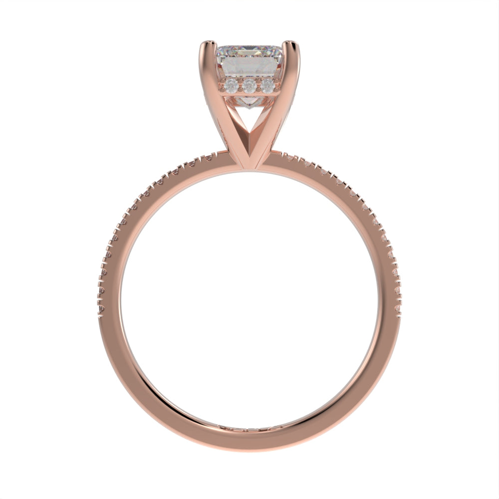 Hidden brilliant halo pave ring