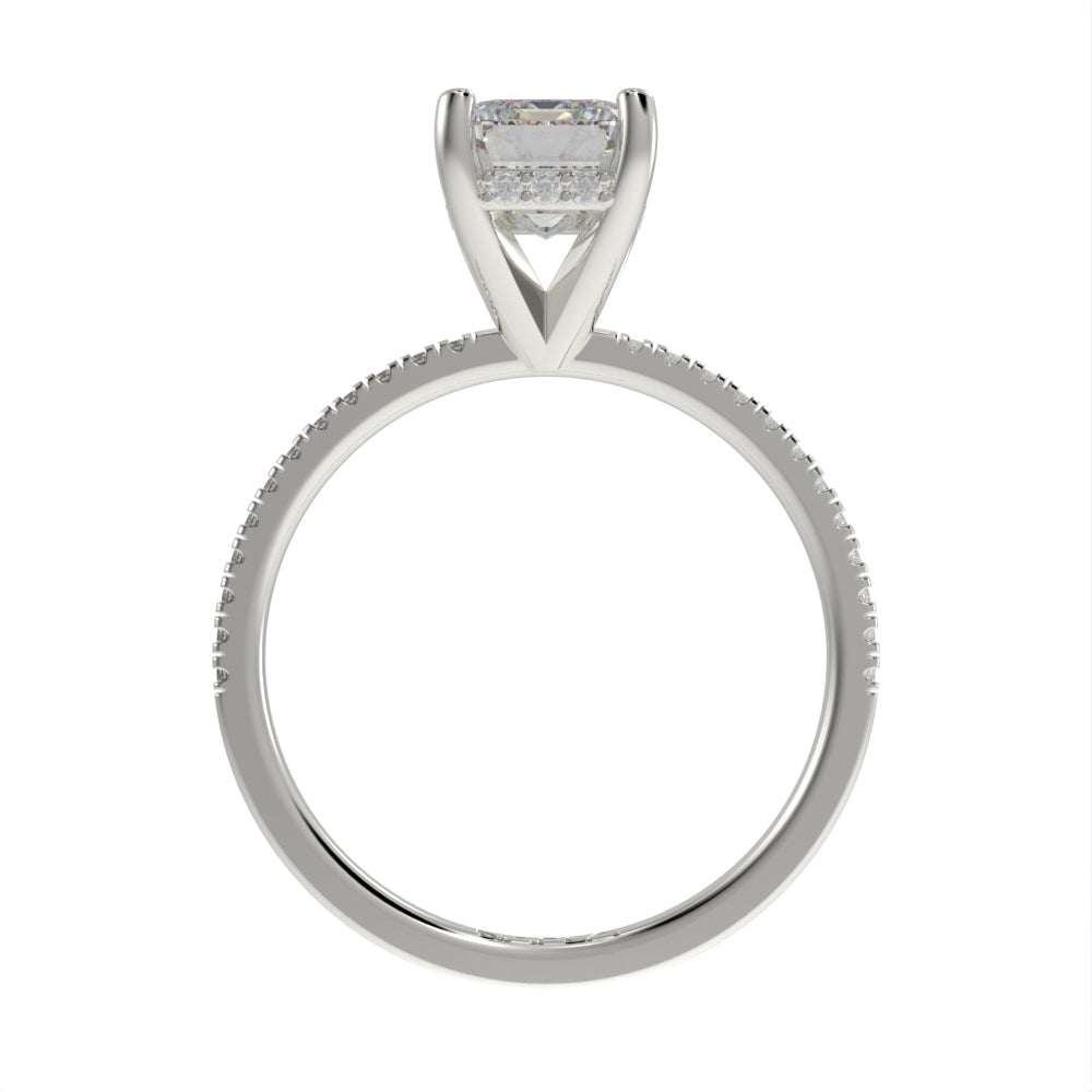 Hidden brilliant halo pave ring