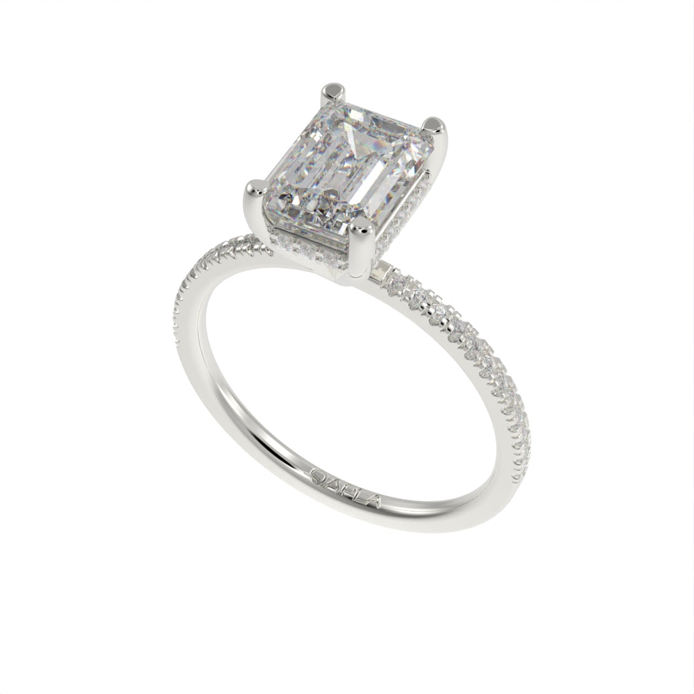 Hidden brilliant halo pave ring