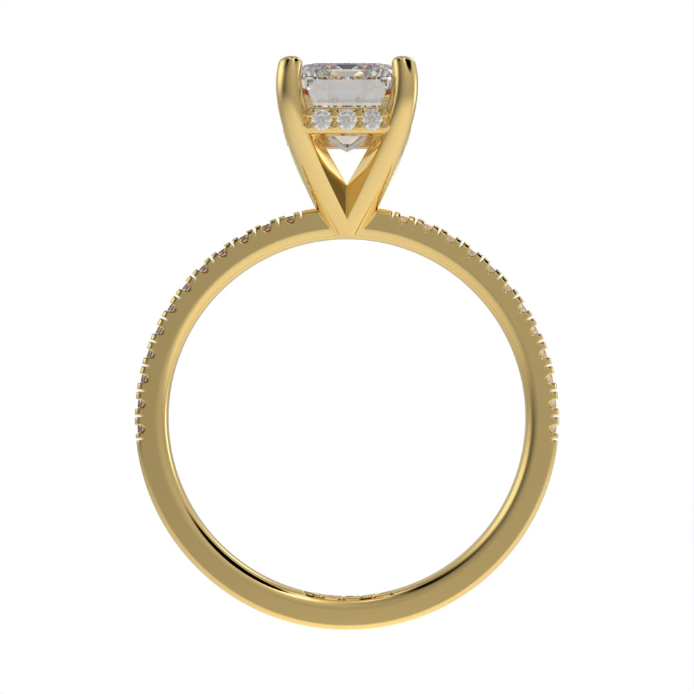 Hidden brilliant halo pave ring