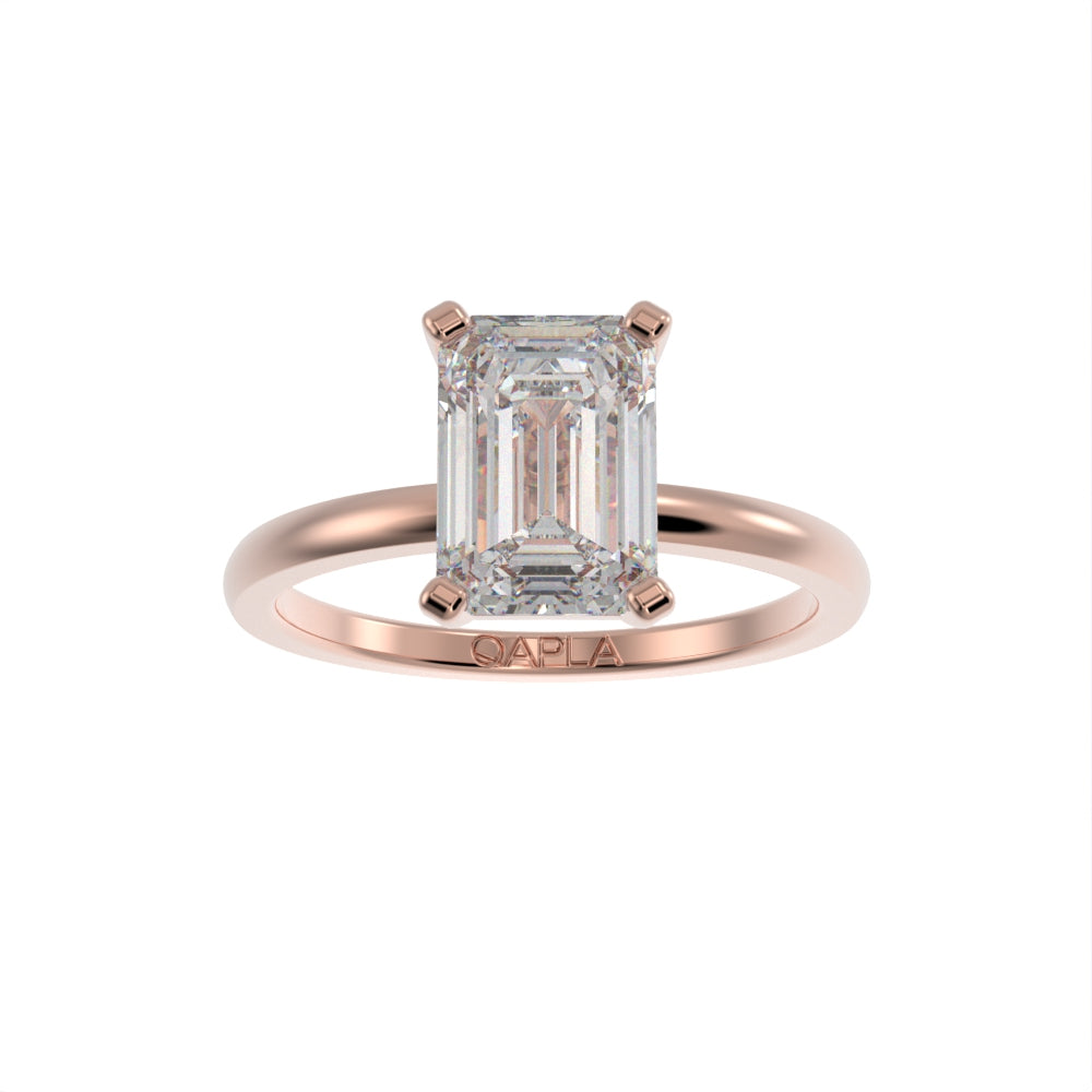 Minimal emerald cut solitaire ring