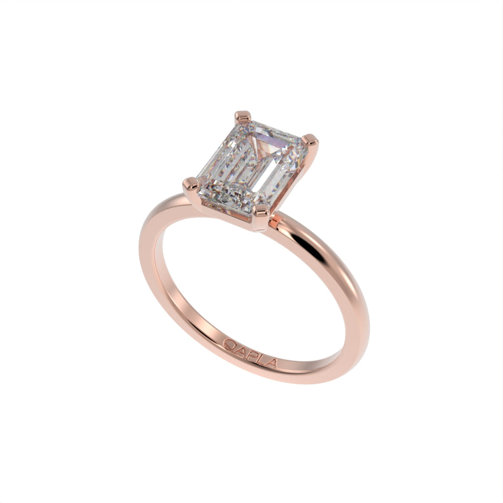 Minimal emerald cut solitaire ring