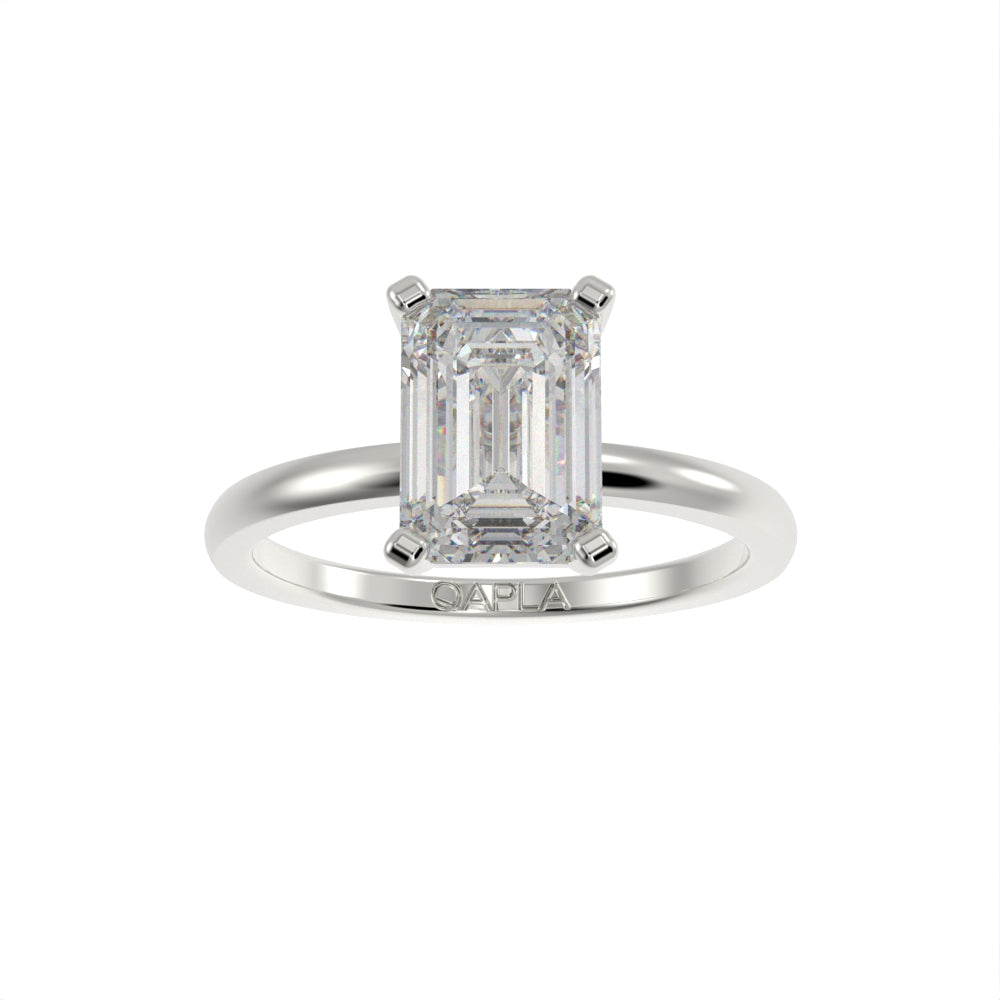 Minimal emerald cut solitaire ring