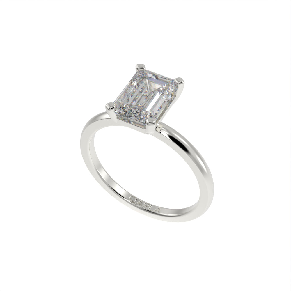 Minimal emerald cut solitaire ring