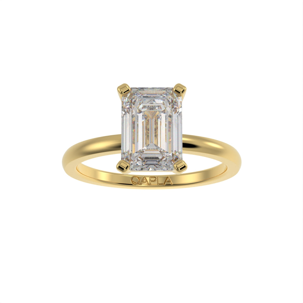 Minimal emerald cut solitaire ring