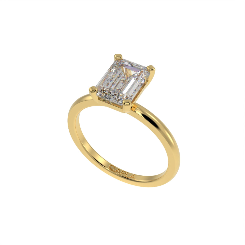 Minimal emerald cut solitaire ring