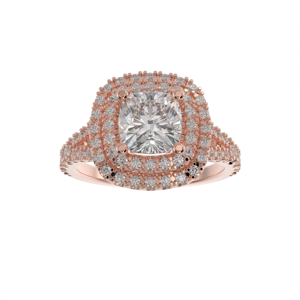 Double halo cushion ring