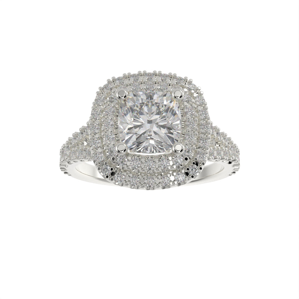 Double halo cushion ring