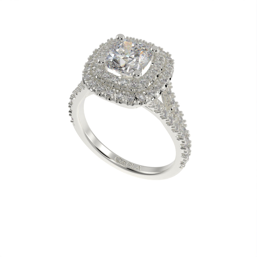 Double halo cushion ring