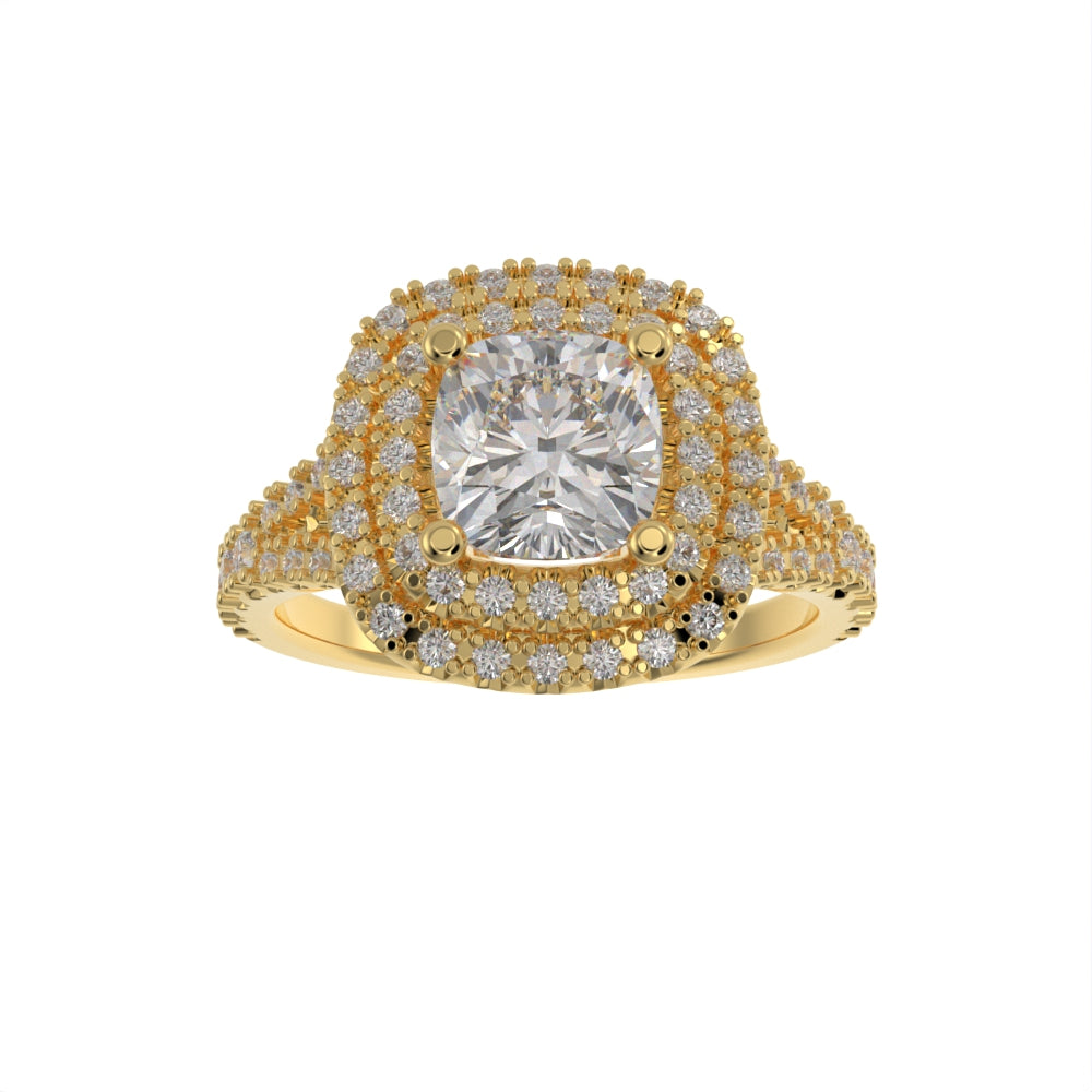 Double halo cushion ring