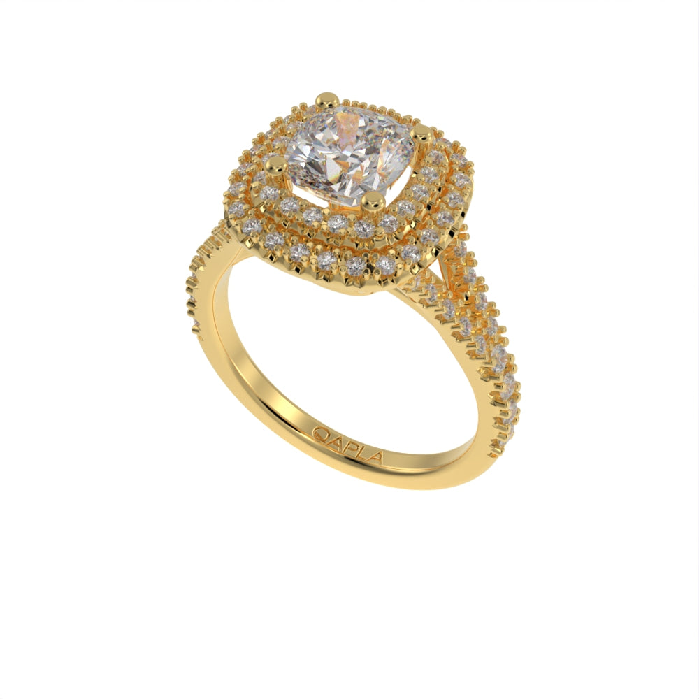 Double halo cushion ring