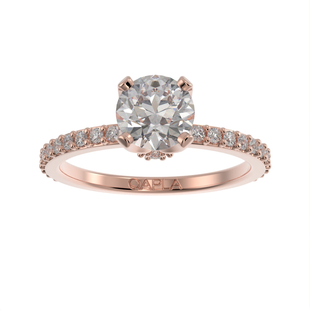 Classic hidden halo pave ring