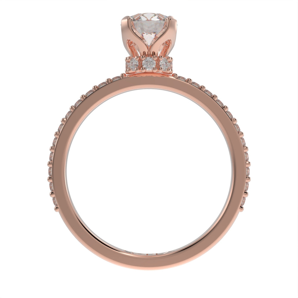 Classic hidden halo pave ring