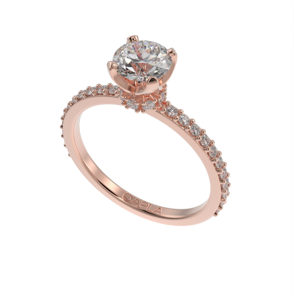 Classic hidden halo pave ring