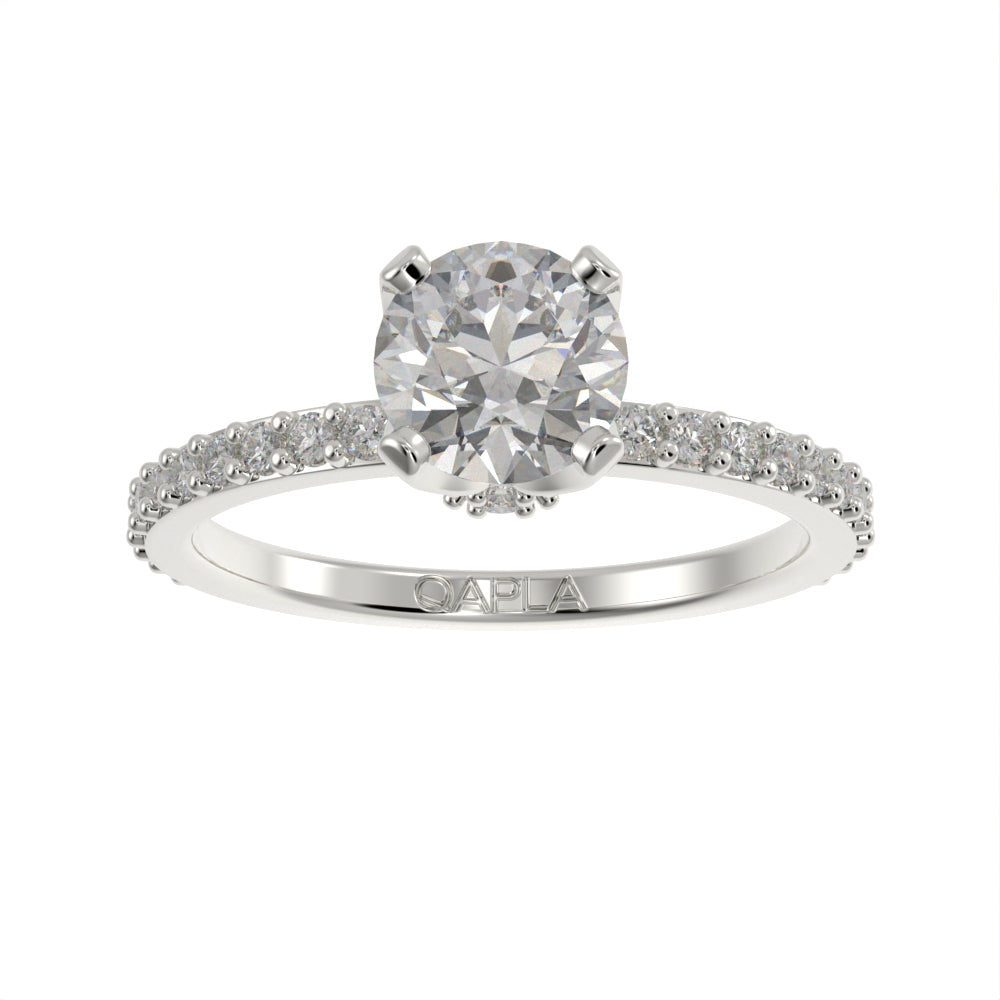 Classic hidden halo pave ring