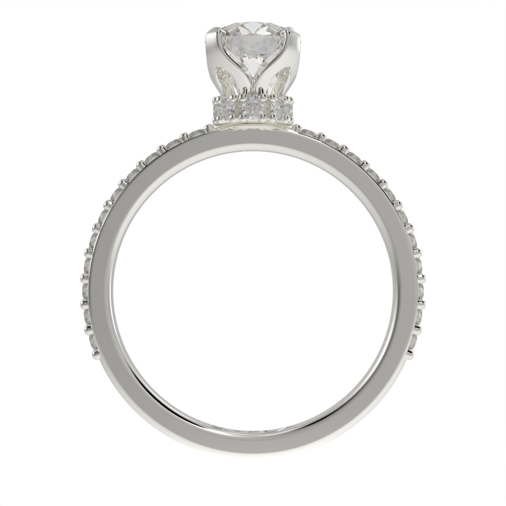 Classic hidden halo pave ring