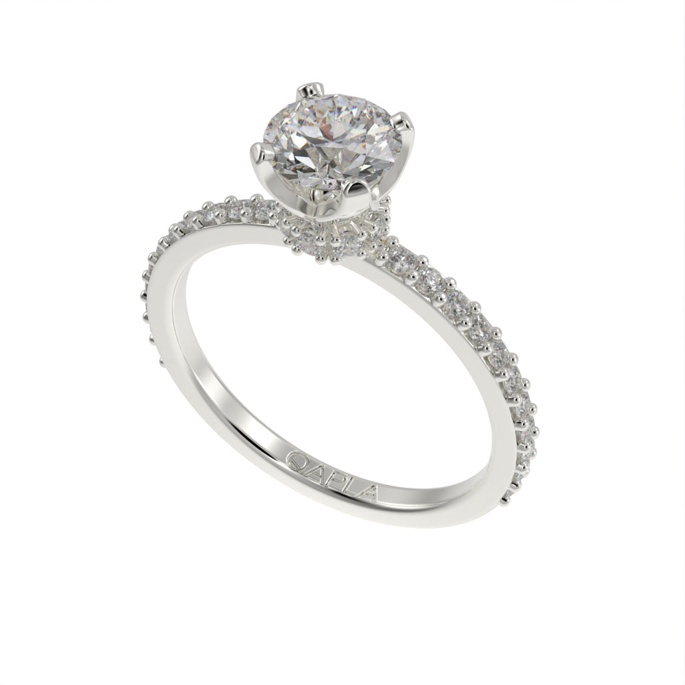 Classic hidden halo pave ring