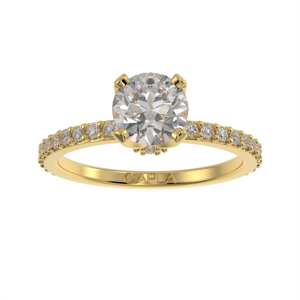 Classic hidden halo pave ring