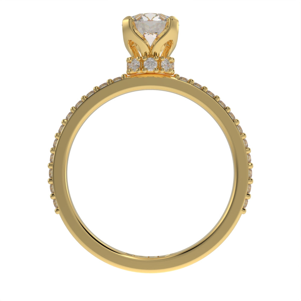 Classic hidden halo pave ring