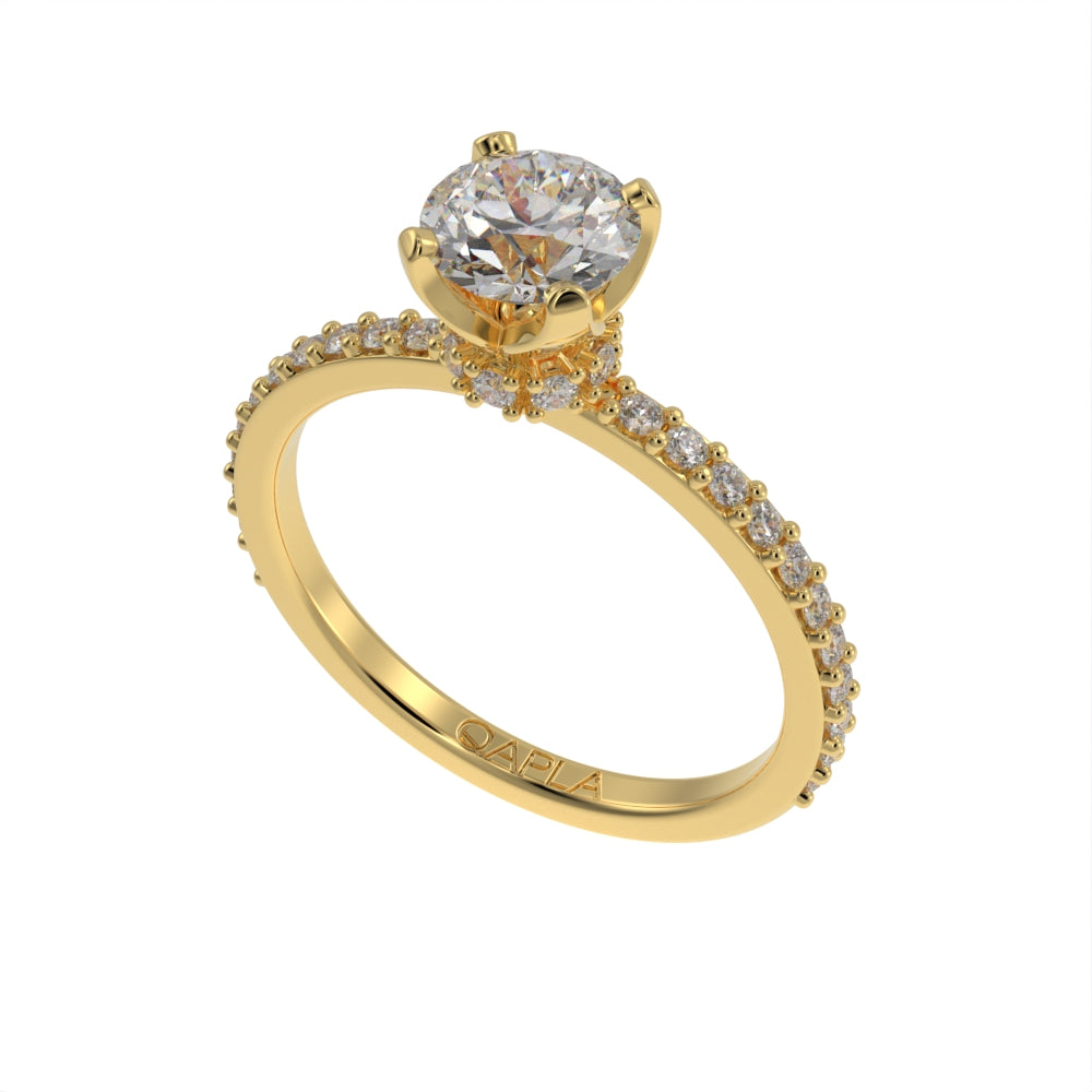 Classic hidden halo pave ring