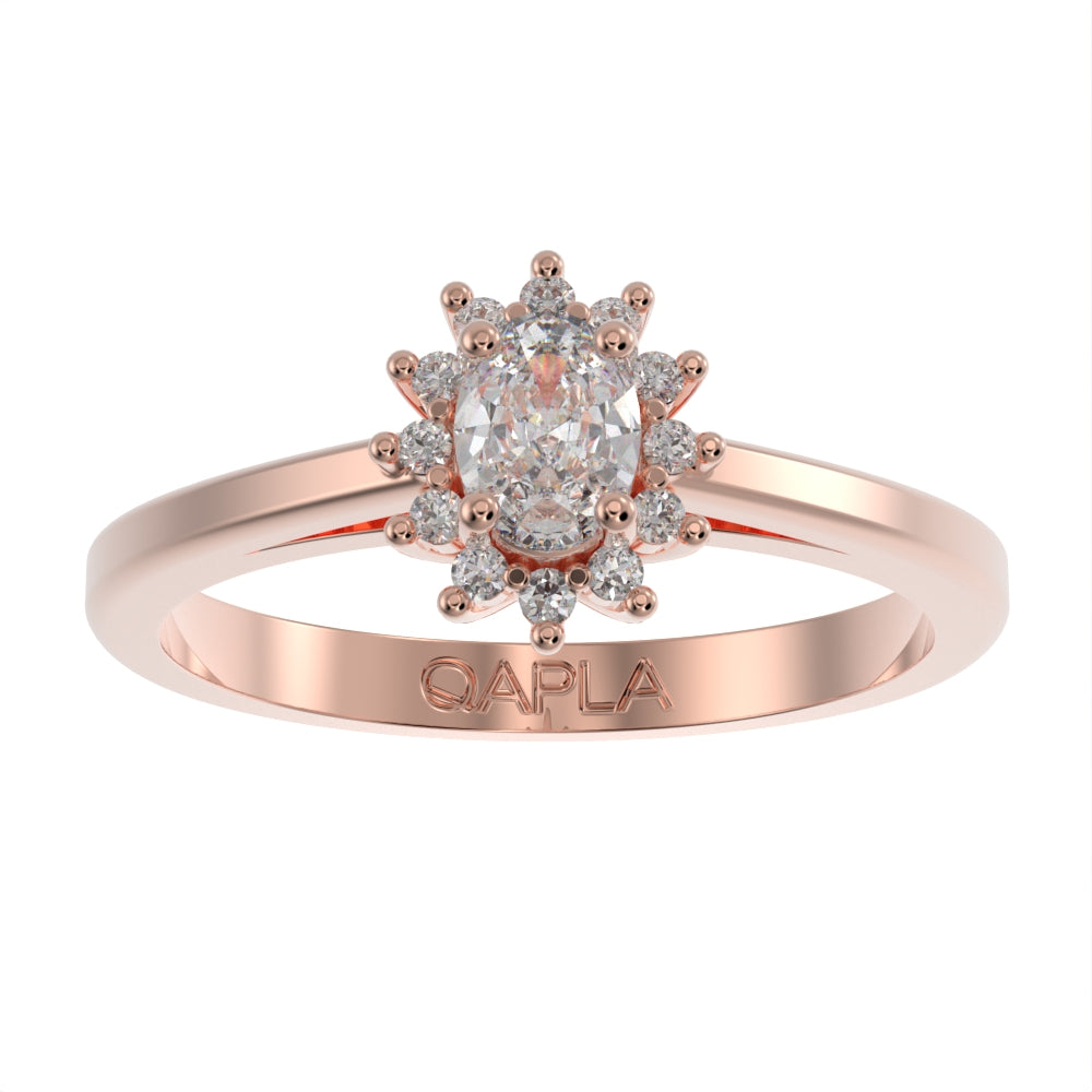 Petite oval blossom halo ring