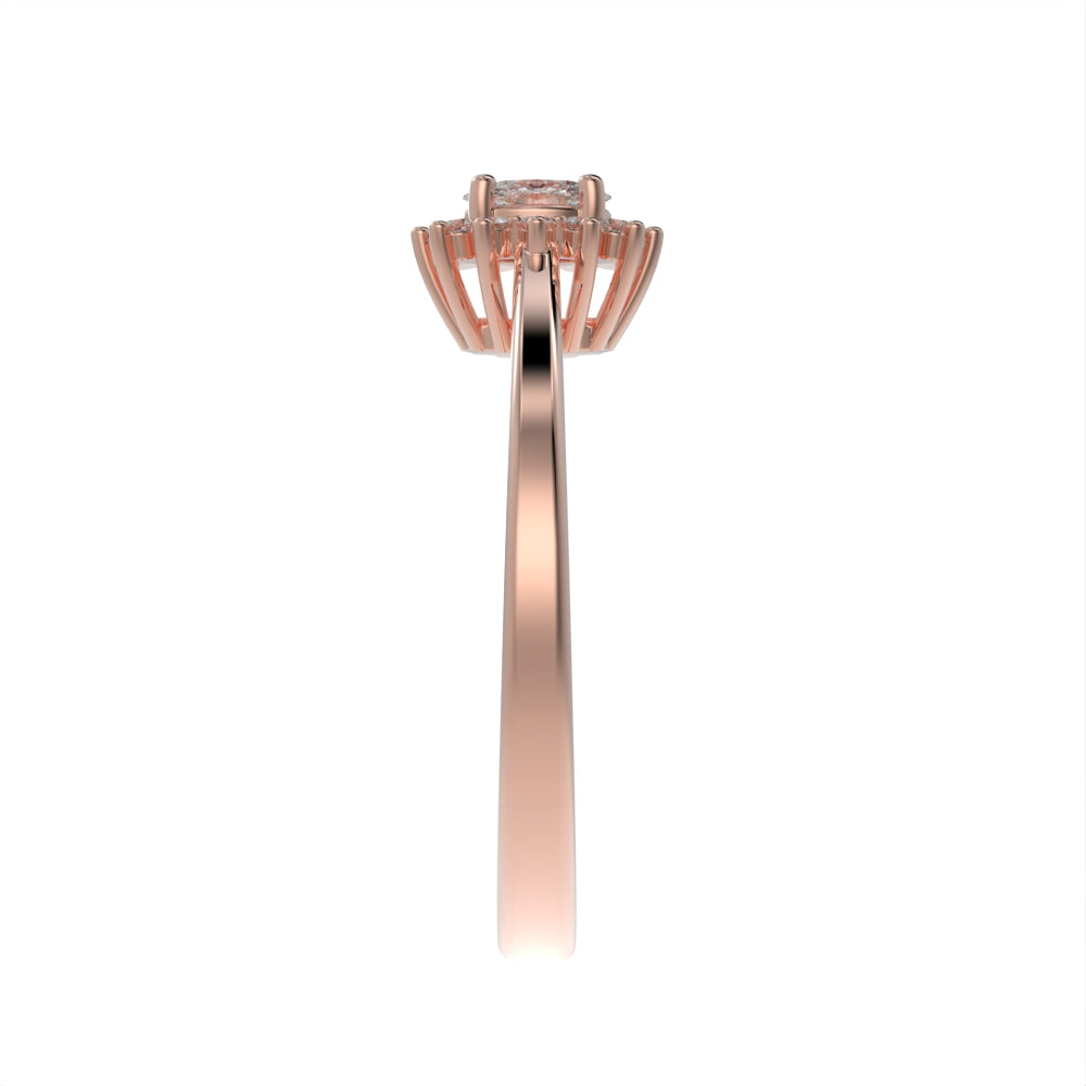 Petite oval blossom halo ring