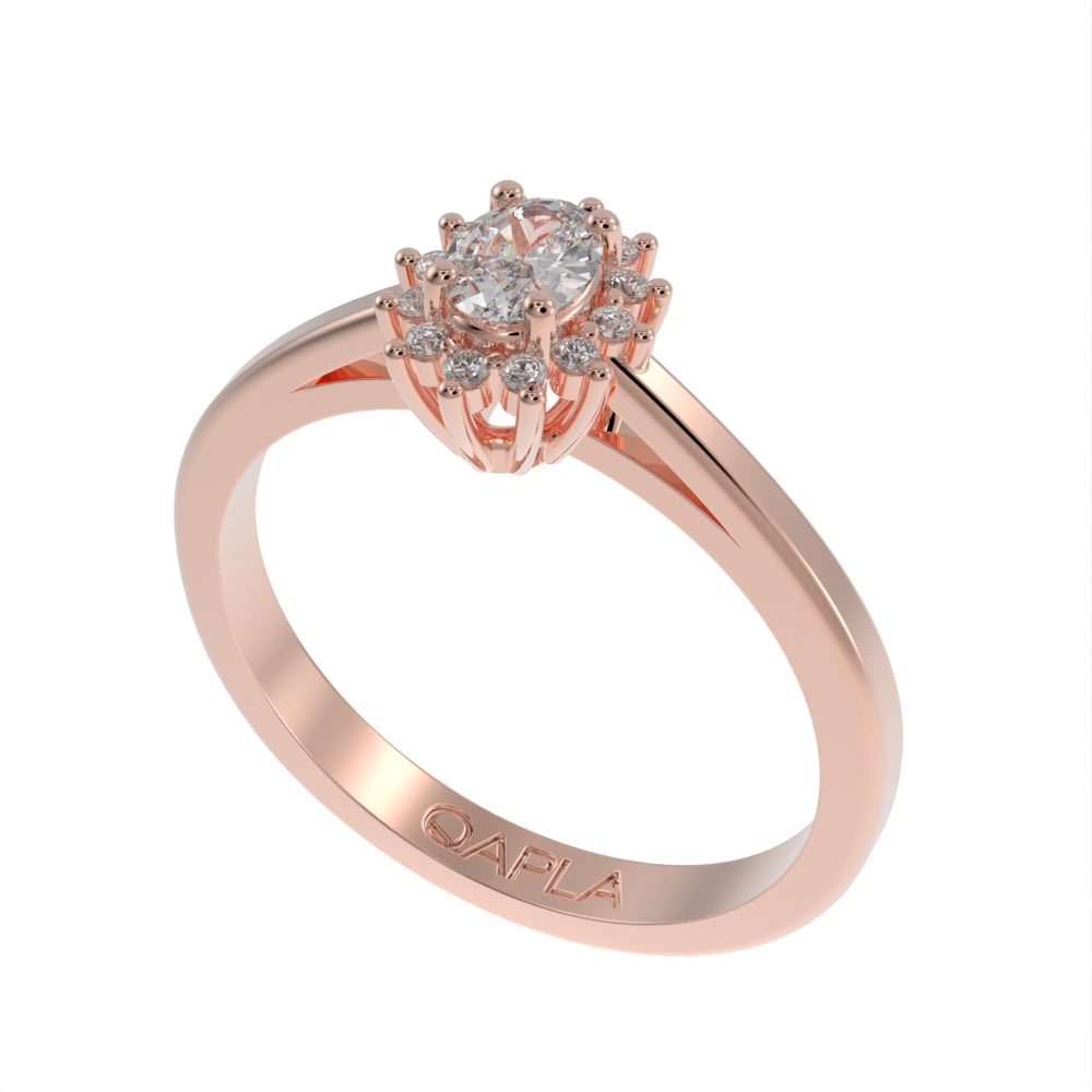Petite oval blossom halo ring