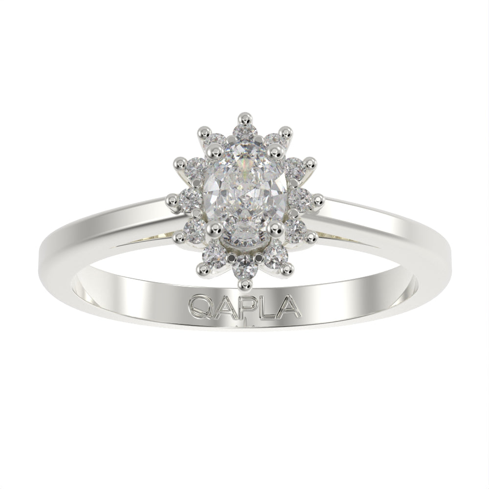 Petite oval blossom halo ring